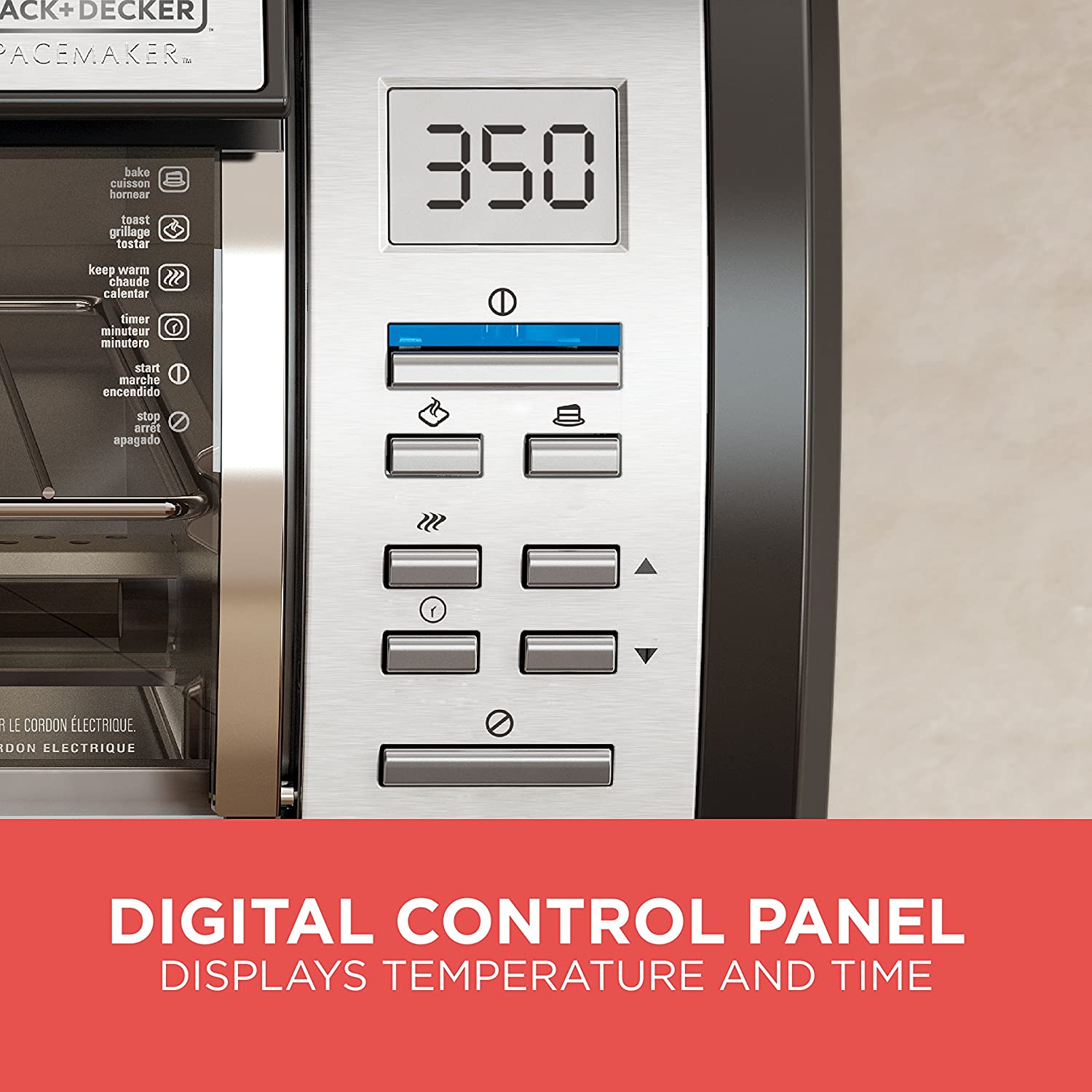 BLACK+DECKER SpaceMaker Under-Counter Toaster Oven, Digital Controls, Black/Stainless Steel, Fits 9���ワ拷���ゆ�� Pizza, TROS1000D