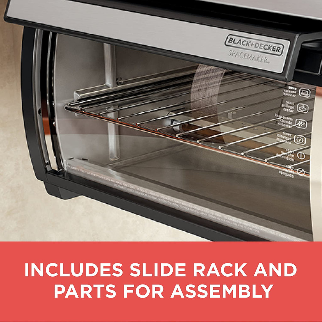 BLACK+DECKER SpaceMaker Under-Counter Toaster Oven, Digital Controls, Black/Stainless Steel, Fits 9���ワ拷���ゆ�� Pizza, TROS1000D