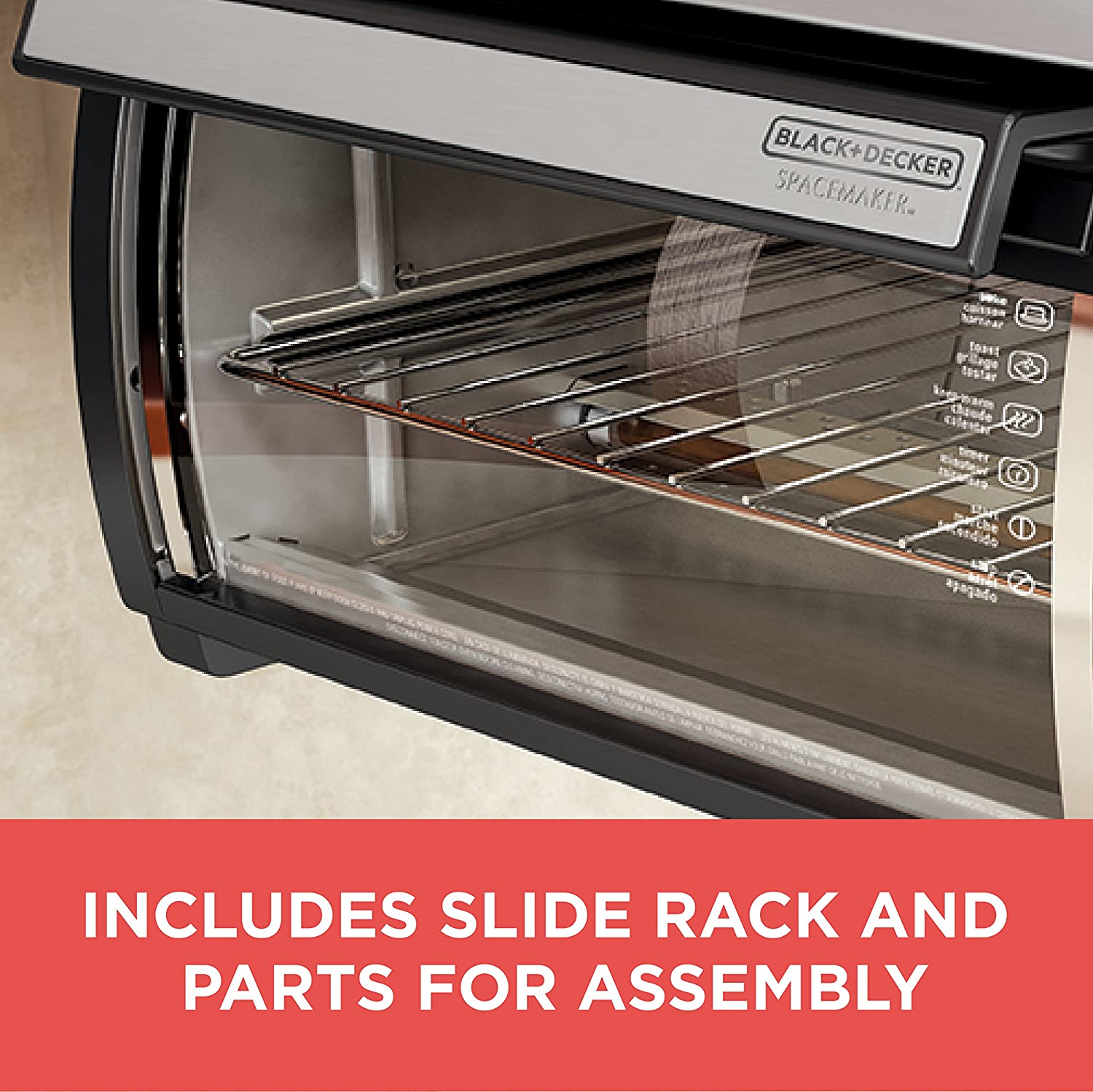 BLACK+DECKER SpaceMaker Under-Counter Toaster Oven, Digital Controls, Black/Stainless Steel, Fits 9���ワ拷���ゆ�� Pizza, TROS1000D