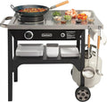 Cuisinart Outdoor Wok Station, 50,000 BTU Propane Outdoor Wok Burner w Prep Table, 14锟芥�锟斤拷 Carbon Steel Wok for Stir Fry, Searing, BBQ 锟斤拷 Black