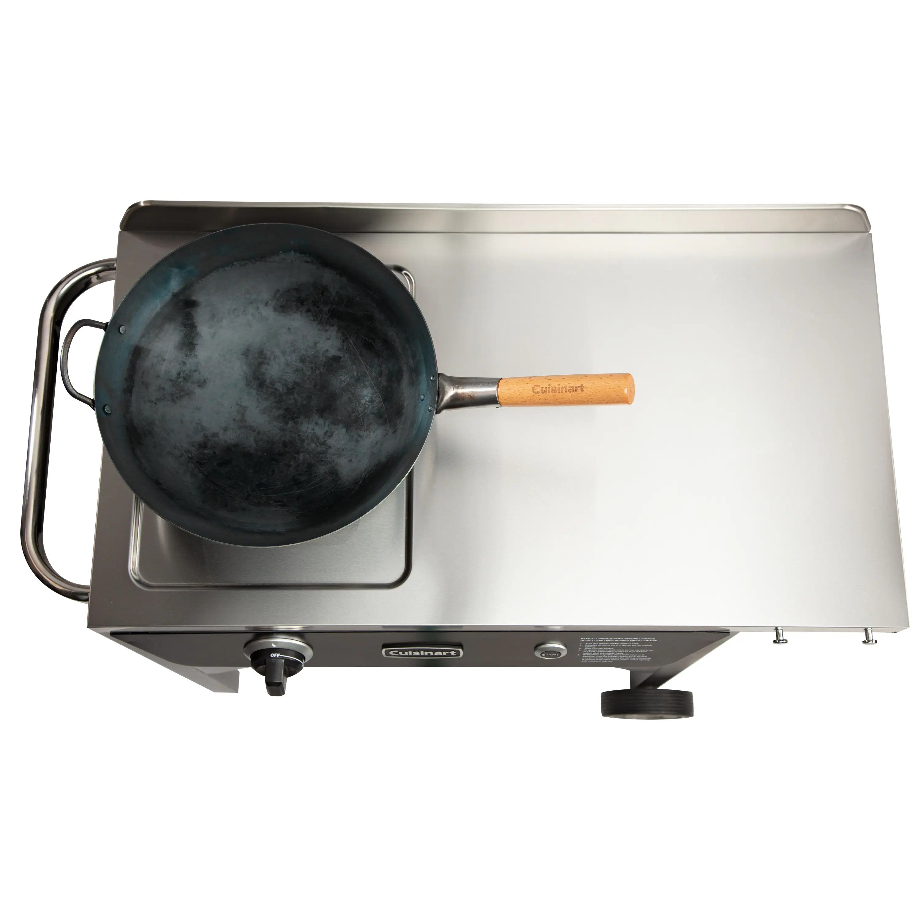 Cuisinart Outdoor Wok Station, 50,000 BTU Propane Outdoor Wok Burner w Prep Table, 14���ワ拷���ゆ�� Carbon Steel Wok for Stir Fry, Searing, BBQ ���ゆ�� Black