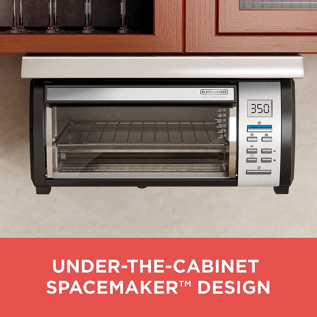 BLACK+DECKER SpaceMaker Under-Counter Toaster Oven, Digital Controls, Black/Stainless Steel, Fits 9���ワ拷���ゆ�� Pizza, TROS1000D